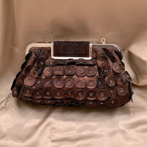 Metallic suede shoulder bag/clutch